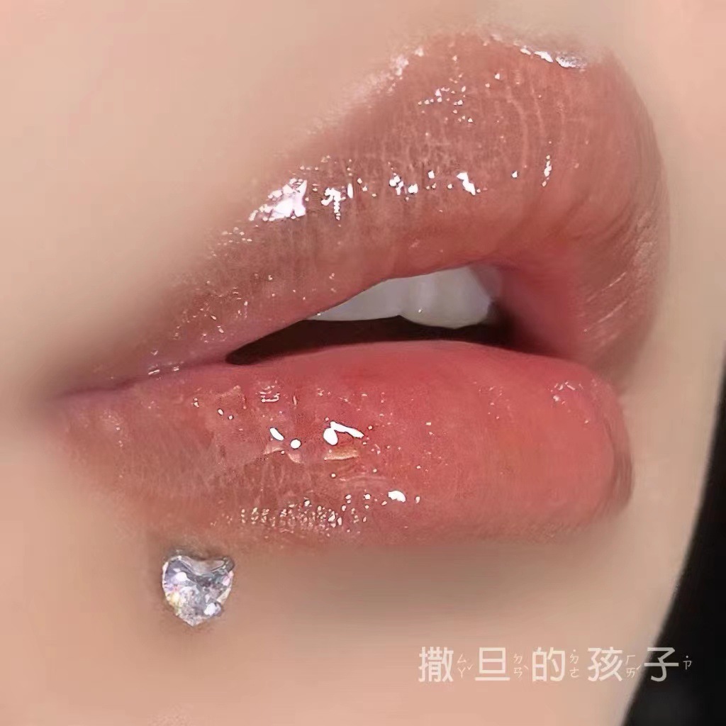 Love Zircon Purple Heart Labret Lip Ring 12mm Bar 1.2mm Gauge Internal Thread 316L Surgical Steel - Image 2