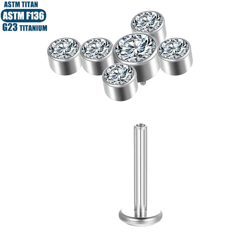 F136 Titanium Ear Lip Cross Zircon Piercing Jewelry - 1.2x10mm Thread Internal Ear Bone Studs - Image 4