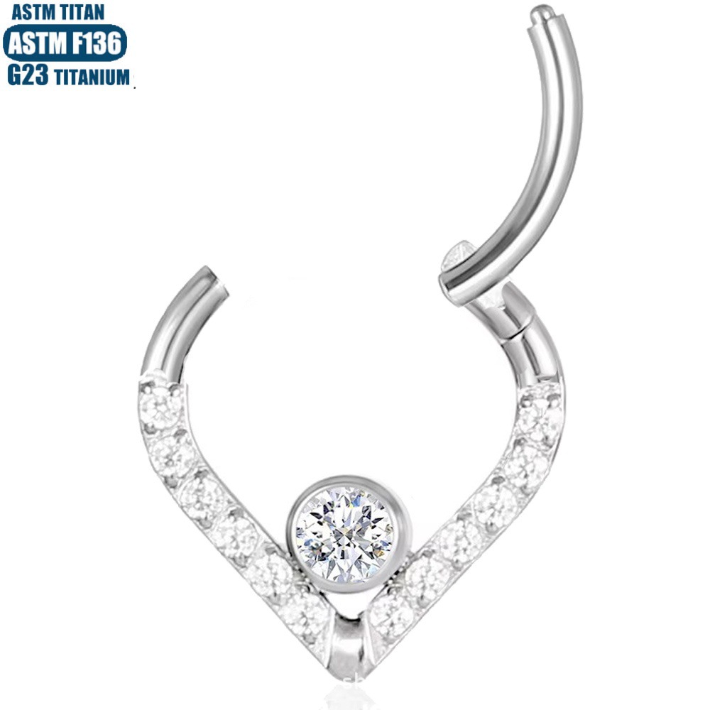 Titanium Nose Ring F136 Titanium Alloy Zircon Water Drop Earrings Female Conch Perforated Cartilage Ring Nasal Septum Ring Piercing Jewelry - Image 4