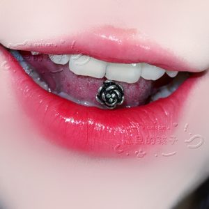 Satan's Child Black Knight Tongue Barbell 16mm 1.6mm Stainless Steel Drinkable Tongue Ring