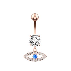 Amazon's Best-Selling Stainless Steel Devil's Eye Navel Ring - Rose Gold Geometric Belly Button Piercing Jewelry