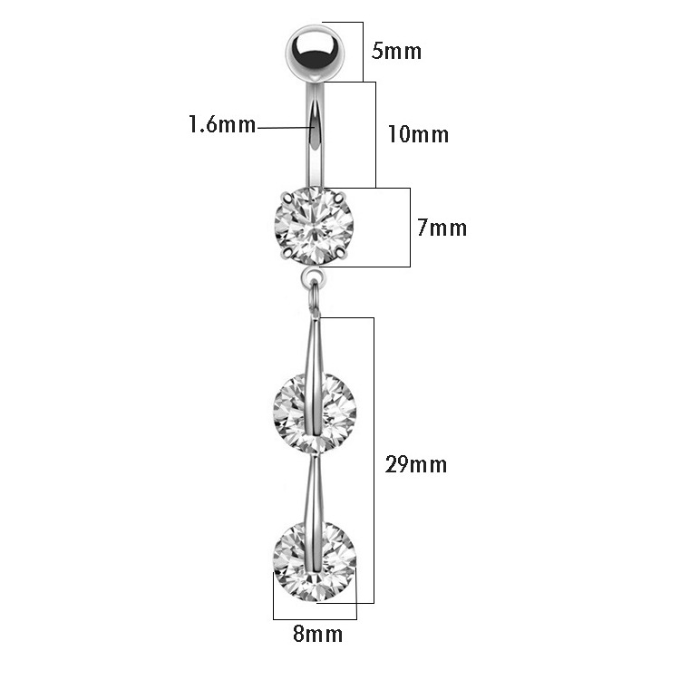 Rose Gold Zircon Navel Ring Belly Button Ring Cute Belly Piercing Jewelry 316L Surgical Steel - Image 4