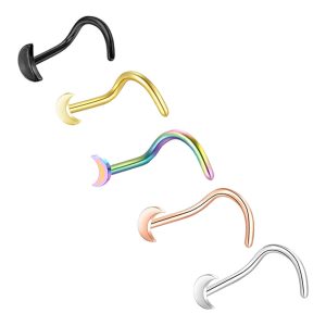 Stainless Steel L-Shaped Nose Stud Moon Curved Barbell Nose Ring Piercing Jewelry Nose Stud