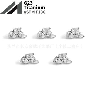 F136 Full Diamond Irregular Zircon Lip Stud, Ear Stud, Ear Bone Stud, G23 Titanium Alloy Body Piercing Jewelry