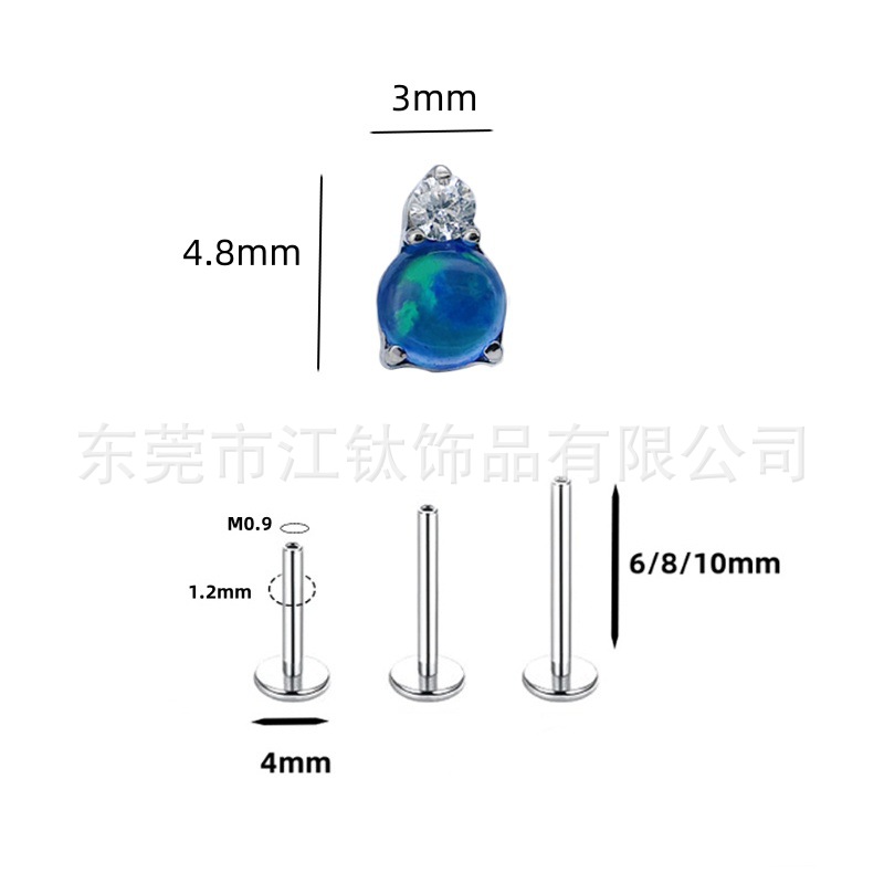G23 Titanium Alloy Jelly Opal Ear Cartilage Stud Earring - ASTM F136 Titanium Body Piercing Jewelry - Image 5
