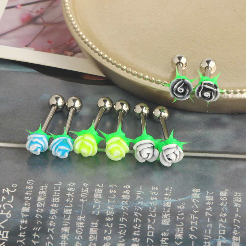 Star Shape White Tongue Ring 316L Surgical Steel Cartilage Ear Stud Body Piercing Jewelry - Image 4
