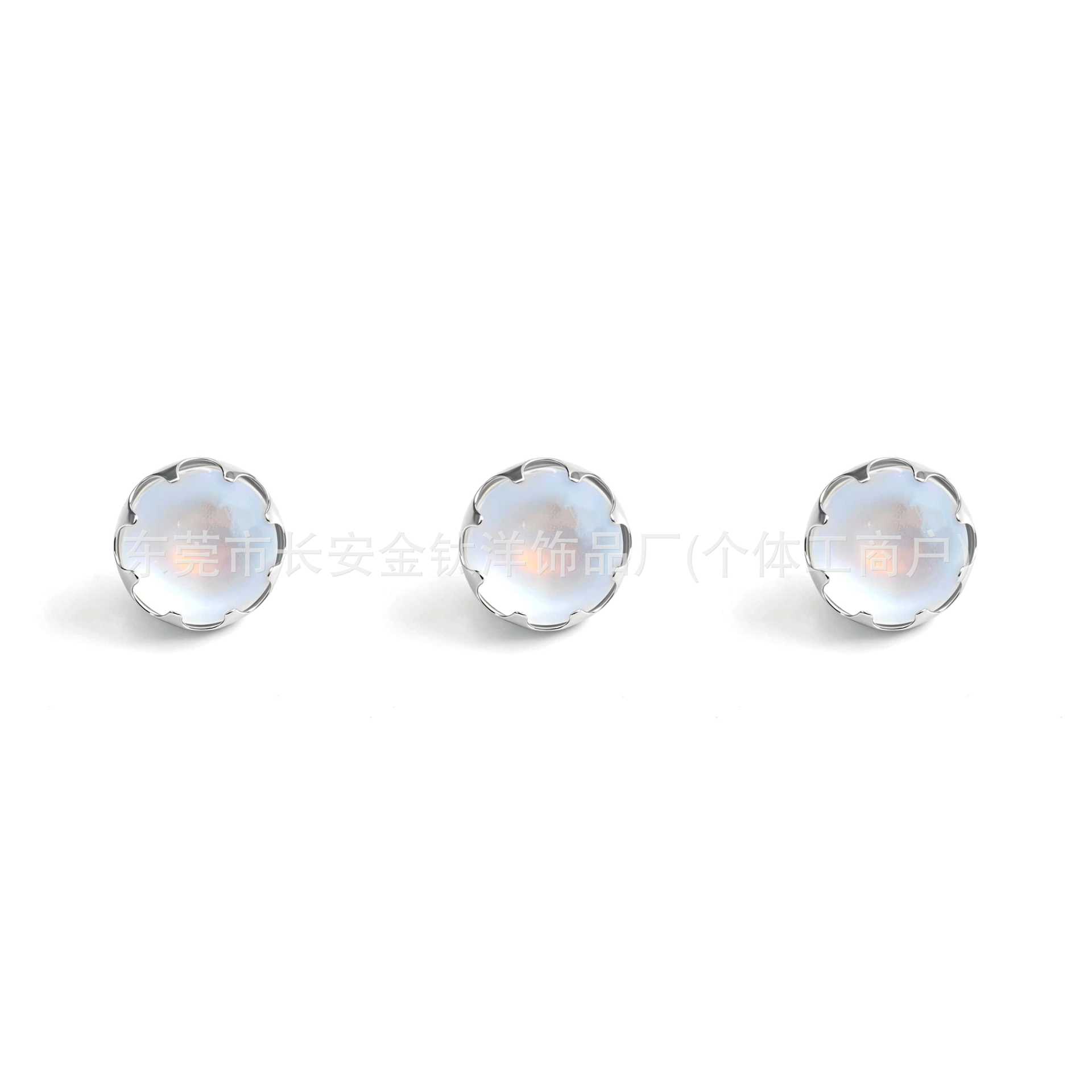 F136 Titanium Serrated Frosted Moonstone Inlaid Lip Piercing Labret Stud Ear Cartilage Navel Piercing Jewelry G23 Titanium Alloy - Image 3