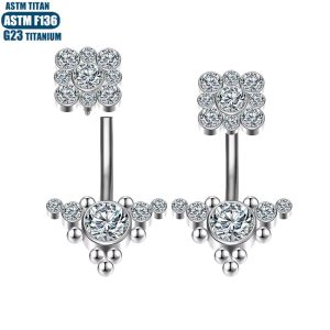 F136 Titanium Alloy Navel Ring Diamond Solder Ball Internally Threaded 14G Belly Button Piercing Jewelry