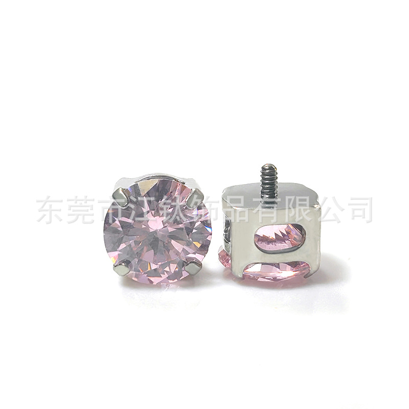 G23 Titanium Ear Cartilage Stud Four Claw Side Hollow Zircon Piercing Earrings - Image 5