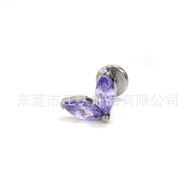 F136 Titanium Leaf Inlay Horse Eye Ear Nail Lip Nail G23 Titanium Alloy Body Piercing Ear Bone Nail - Image 5