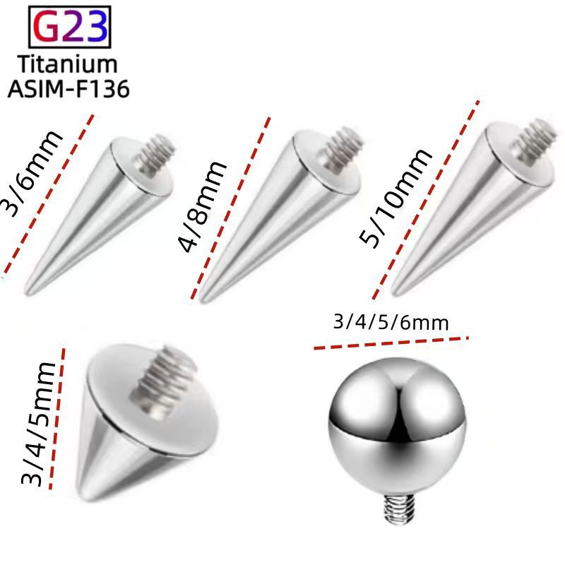 F136 Titanium Alloy External Thread Round Ball Pointed Cone G23 Replacement Head Lip Piercing Jewelry Nail DIY Accessories - Image 4