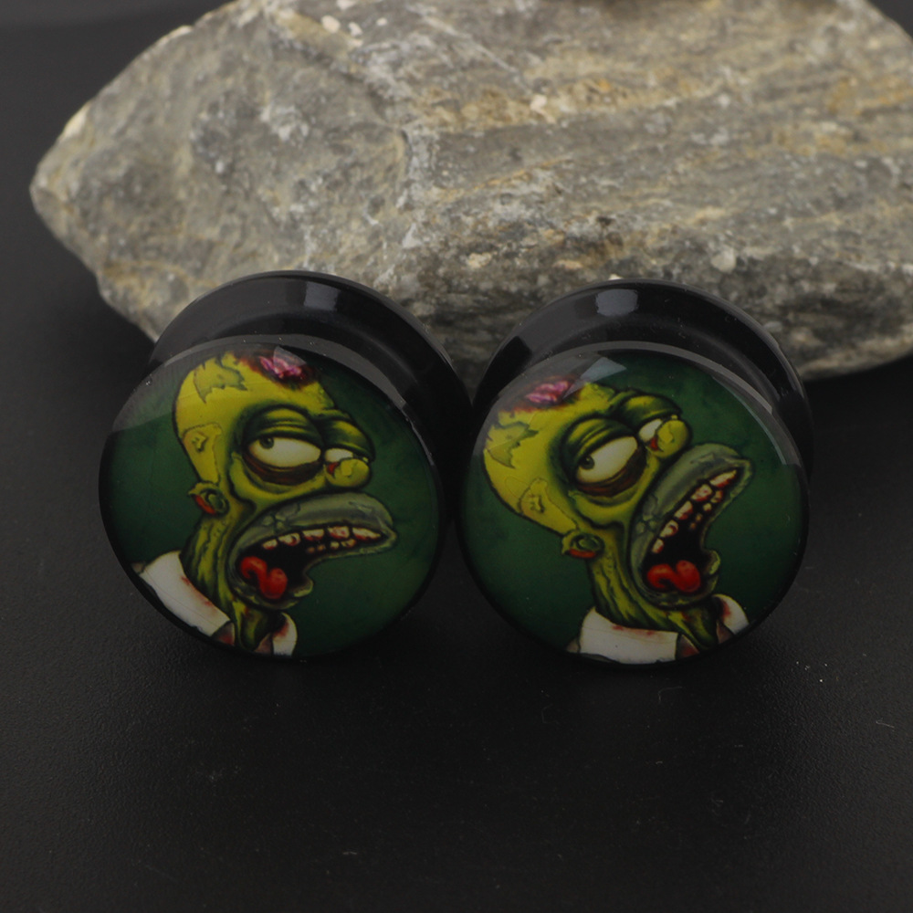 Green Ghost Head Ear Tunnel Plug 6mm-16mm Stainless Steel Ear Gauges Jewelry Auricle - Image 5