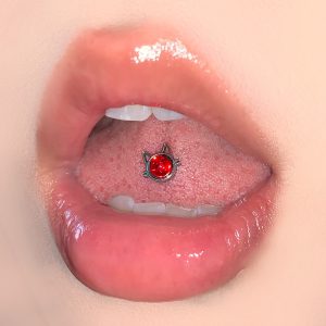 Cat Personality Tongue Nail Steel Titanium External Thread Drinkable Tongue Barbell Piercing Jewelry for Women