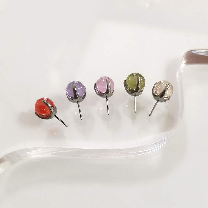 F136 Titanium Three-Claw Zircon Pin Round Bead Tongue Nail Labret Stud Ball G23 Titanium Alloy Body Piercing Lip Jewelry - Image 4