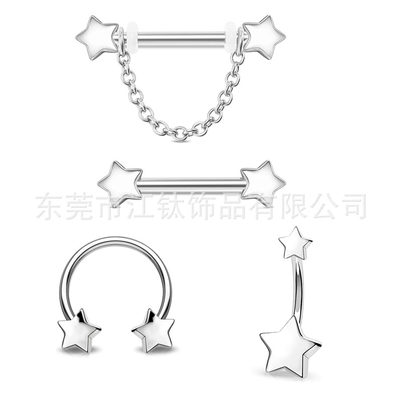G23 Titanium Star Earrings ASTM F136 Titanium Alloy Body Piercing Jewelry for Lip Nail Customized - Image 5