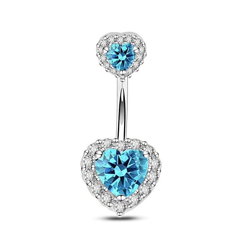 Sexy Double Love Zircon Crystal Heart Belly Button Ring for Women - 2024 Summer New Arrival - Image 4