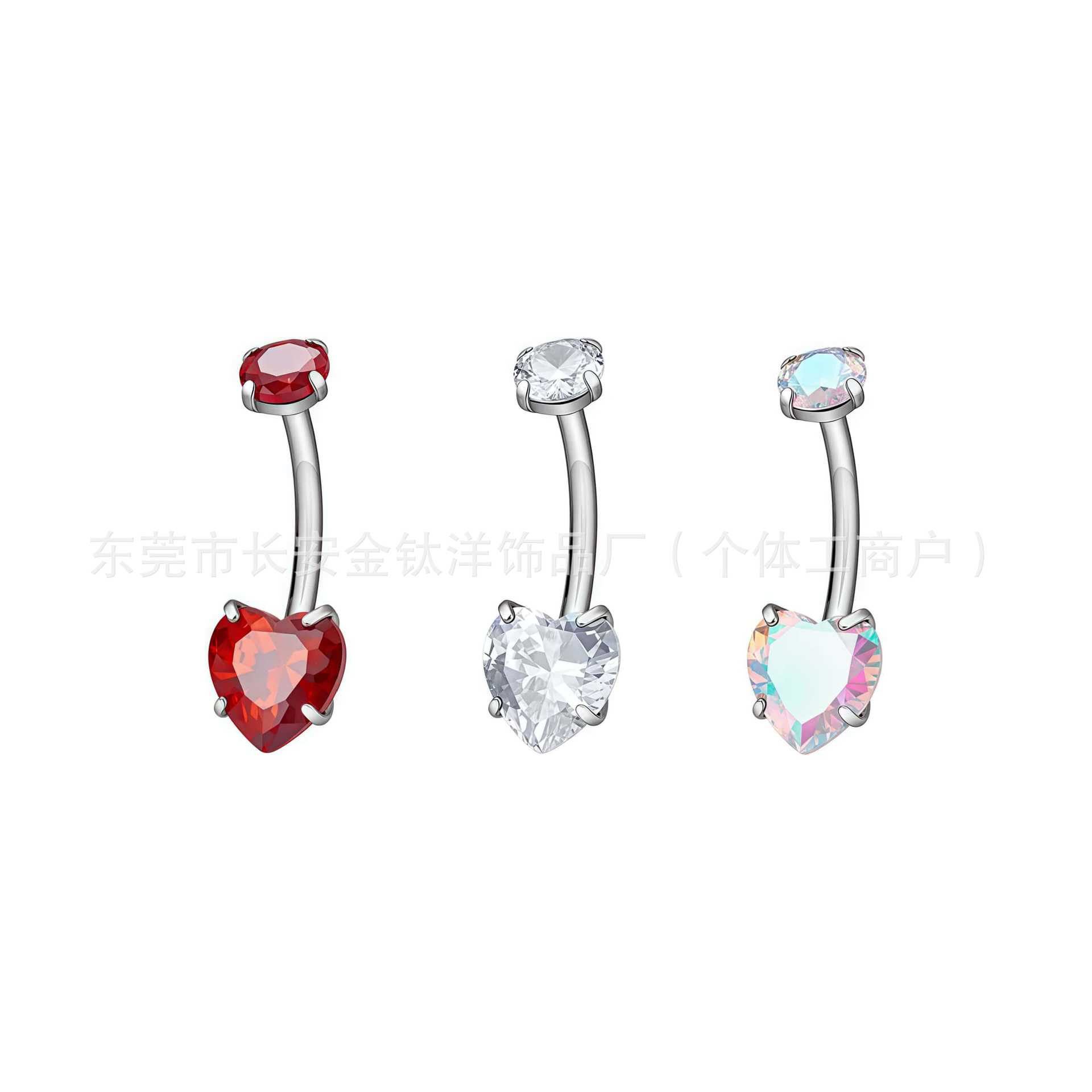 F136 Titanium Heart-Shaped Love Inner Thread Navel Ring Set with 5A Zircon Belly Button Ring G23 Titanium Alloy Piercing Jewelry - Image 4
