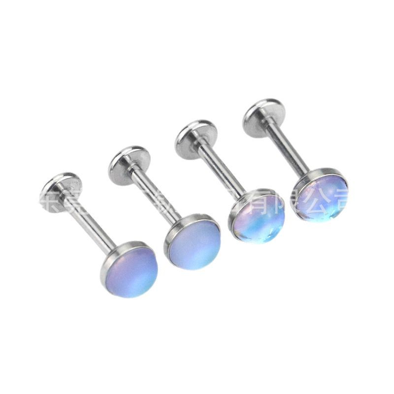 G23 Titanium Lip Piercing Labret Stud with AB Moonstone Opal Ball - 16G 6mm Flat Back Earring for Cartilage Helix Tragus Jewelry - Image 5