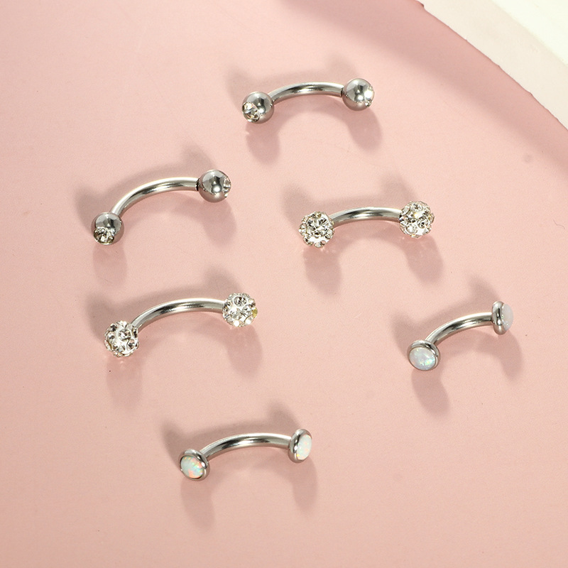 Wholesale Stainless Steel Belly Button Ring with Real Opal Ball, 10mm Navel Nail, Body Piercing Jewelry - Image 3