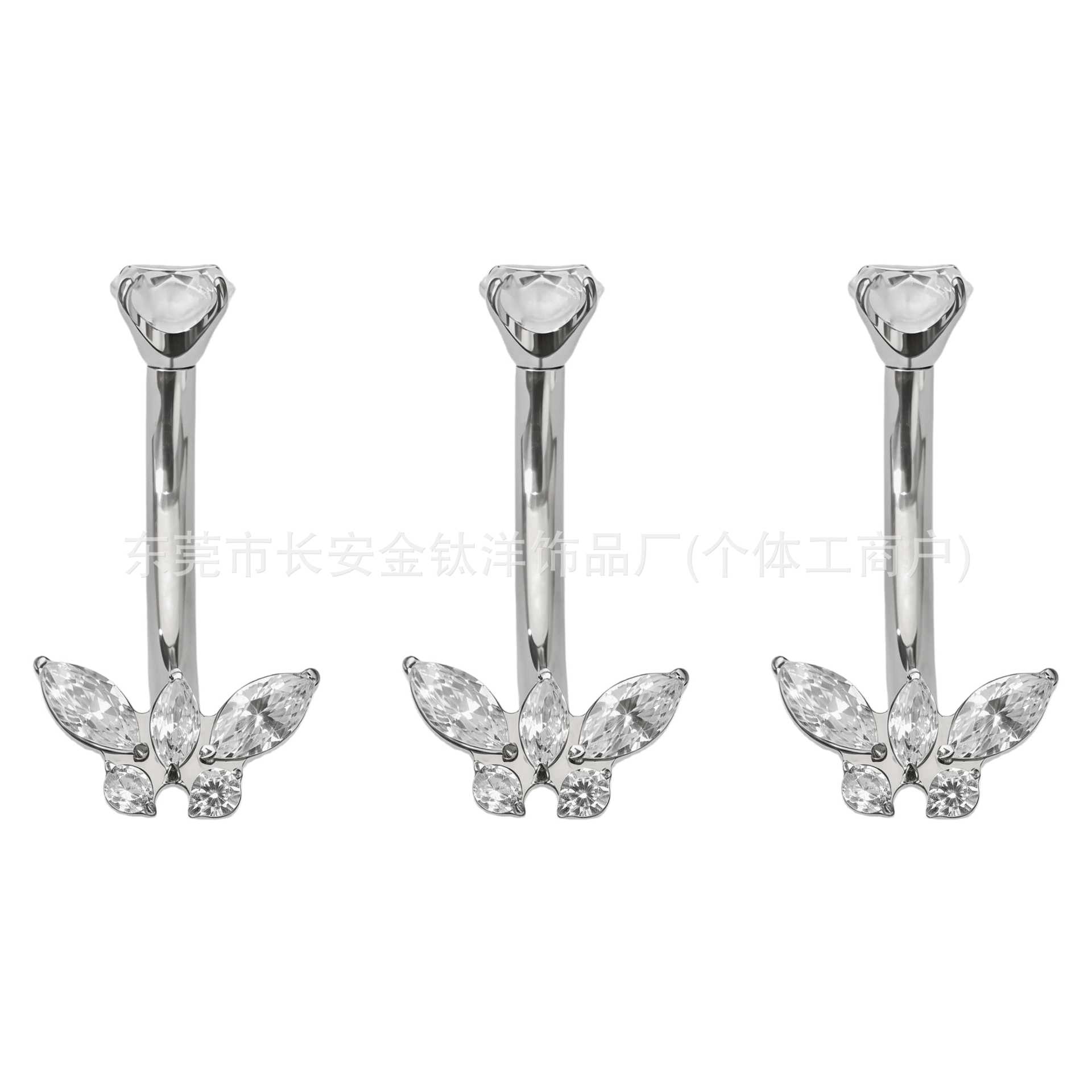 F136 Titanium Internal Thread Butterfly Wing Zircon Navel Piercing Belly Button Ring G23 Titanium Alloy Body Jewelry - Image 5