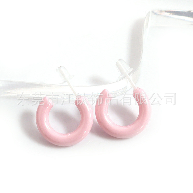 Bioporous Pure Ceramic C-Shaped Earrings Candy Color Body Piercing Ear Jewelry - Image 2