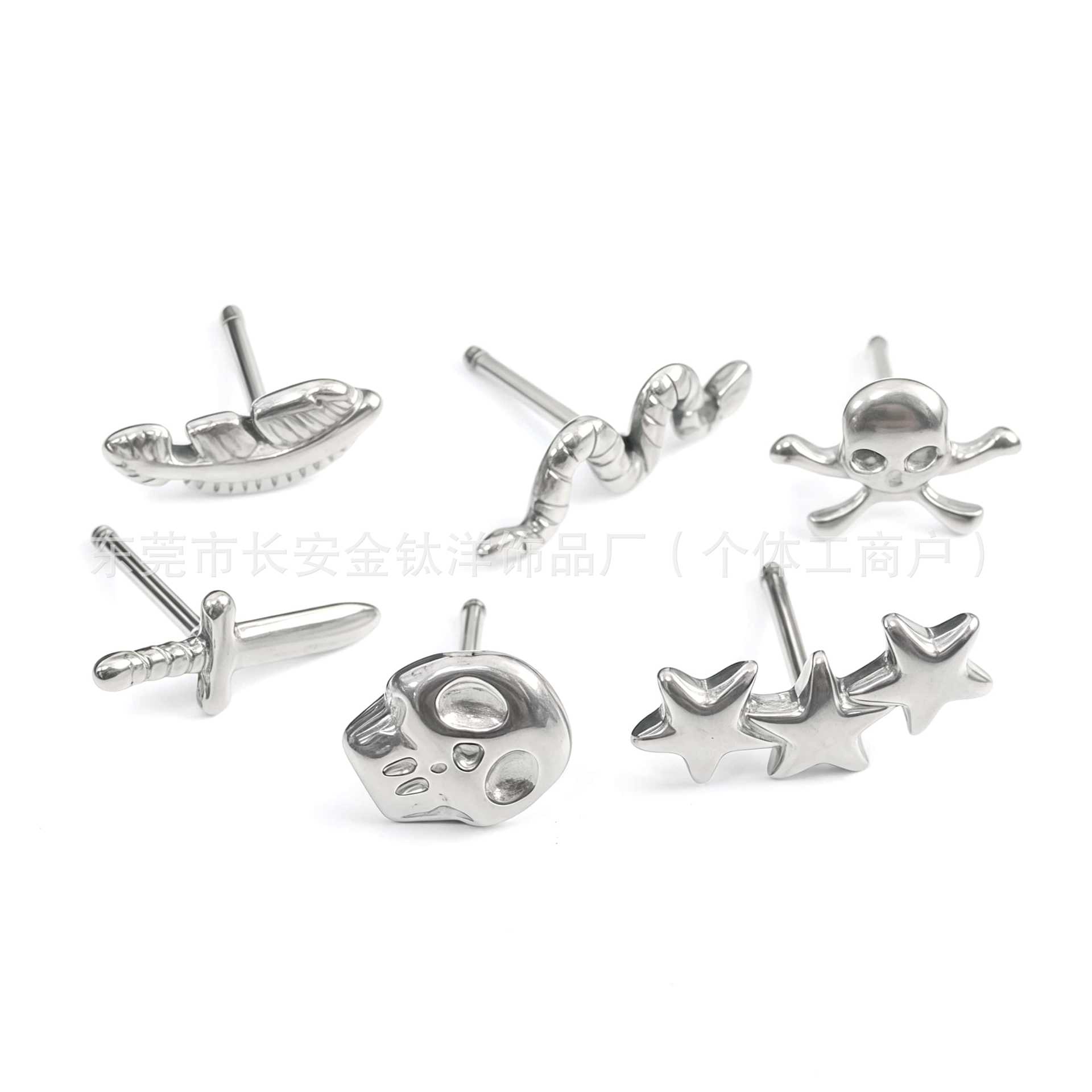 F136 Titanium External Thread Snake Skull Sword 0.8mm Ear Stud Lip Stud Piercing Jewelry - Image 5