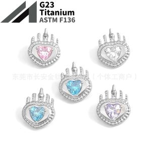 F136 Titanium Internal Thread Crown Heart Stud Earrings Lip Nails Nose Nails Ear Bone Nails G23 Titanium Alloy Body Piercing Jewelry