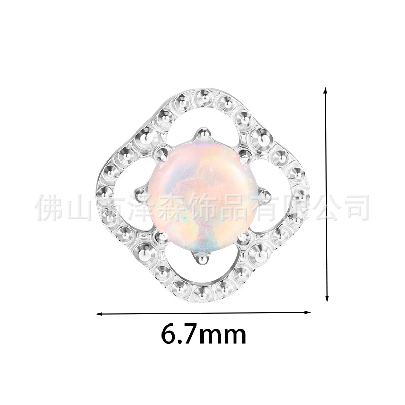 ASTM F136 Titanium Four-Leaf Clover Opal Earring Stud Lip Tongue Nail Body Piercing Jewelry Wholesale - Image 5