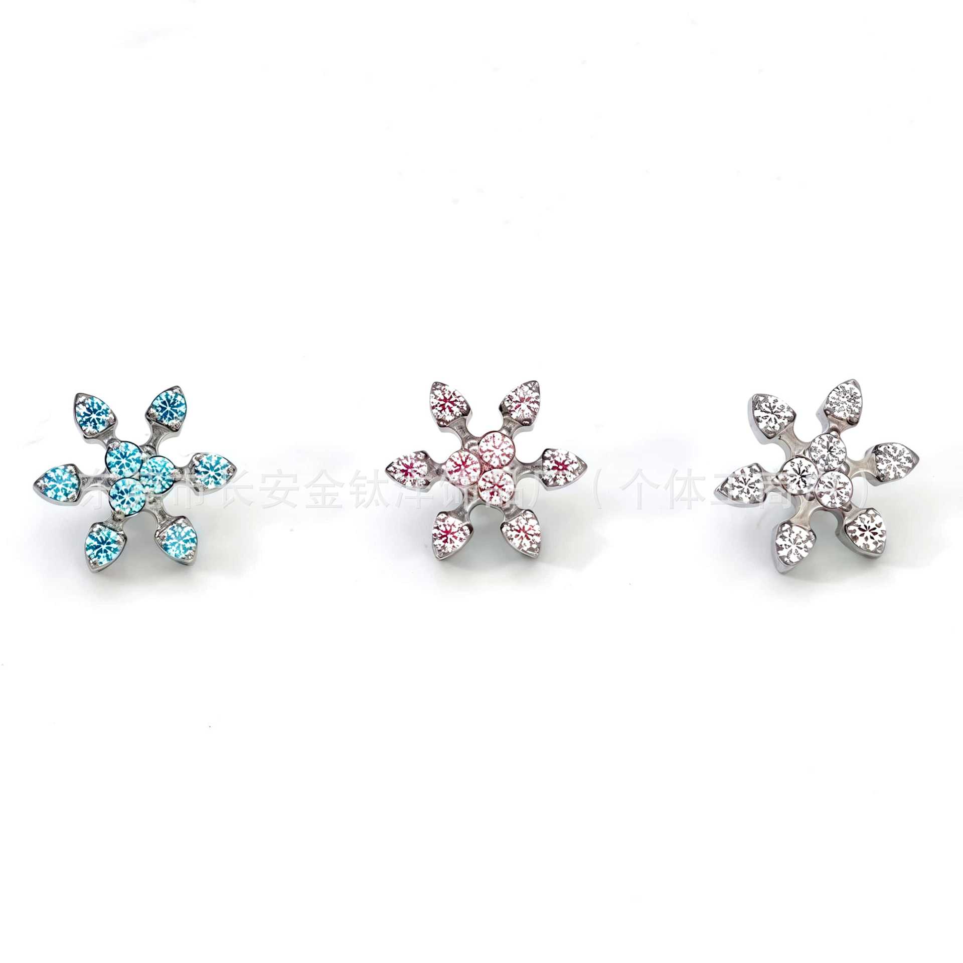 F136 Titanium Internal Thread Snowflake Zircon Lip Labret Stud Ear Bone Nail G23 Titanium Alloy Body Piercing Jewelry - Image 3