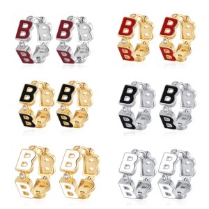 Letter B Oil Drop Zircon Earrings Fashion Personality Niche Sweet Cool Wind Ear Studs for Women