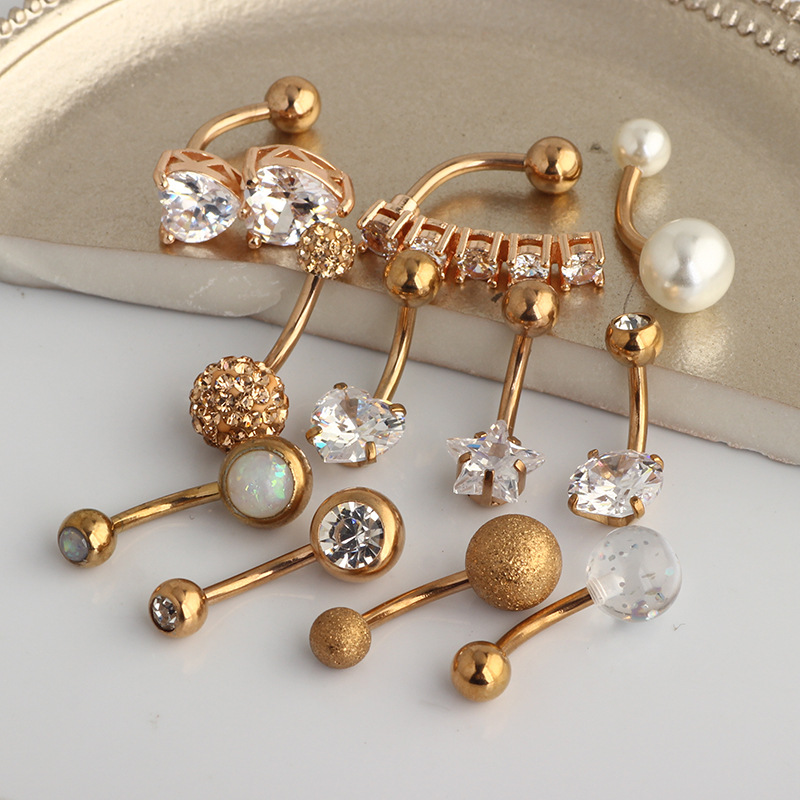 Classic Ball Amazon Navel Ring Set - 11-Piece Belly Button Ring Body Piercing Jewelry Set - Image 4