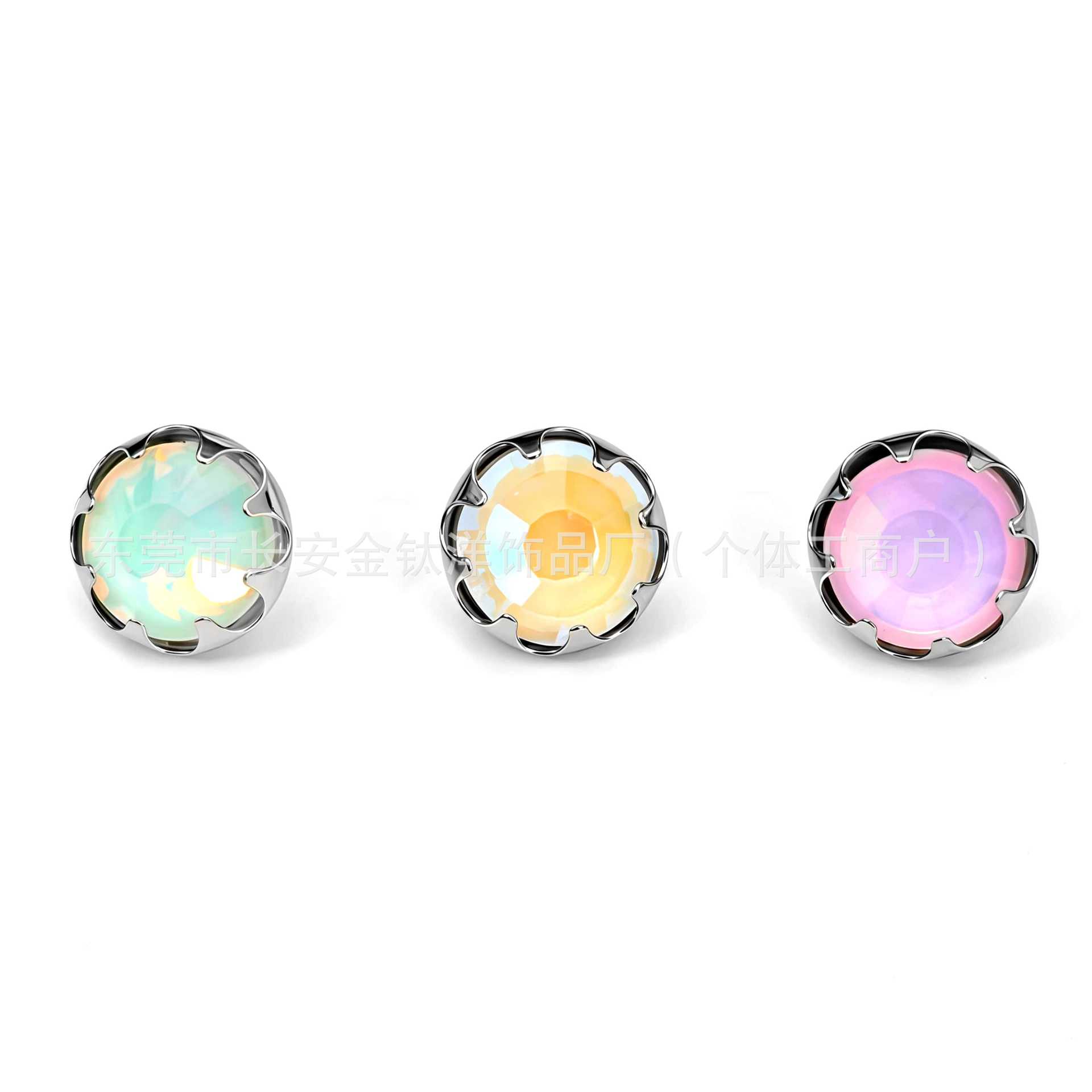 F136 Titanium Serrated Coated Czech Crystal Edge-Studded Tongue Piercing Ear Stud Navel Piercing G23 Titanium Alloy Body Jewelry - Image 2