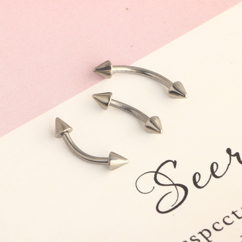 G23 Titanium Double-Ended Pointed Ball Curved Barbell C Rod Ear Stud Tongue Nail Nipple Piercing Jewelry - Image 5