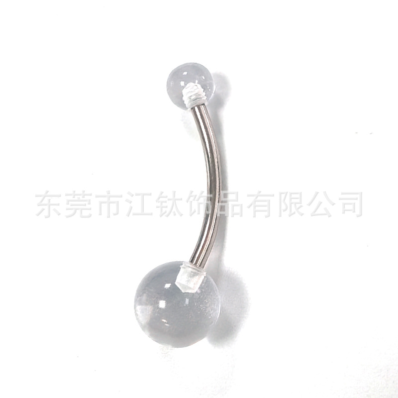 G23 Titanium Belly Button Ring - Acrylic Bead Curved Barbell Simple Design Body Piercing Jewelry - Image 5