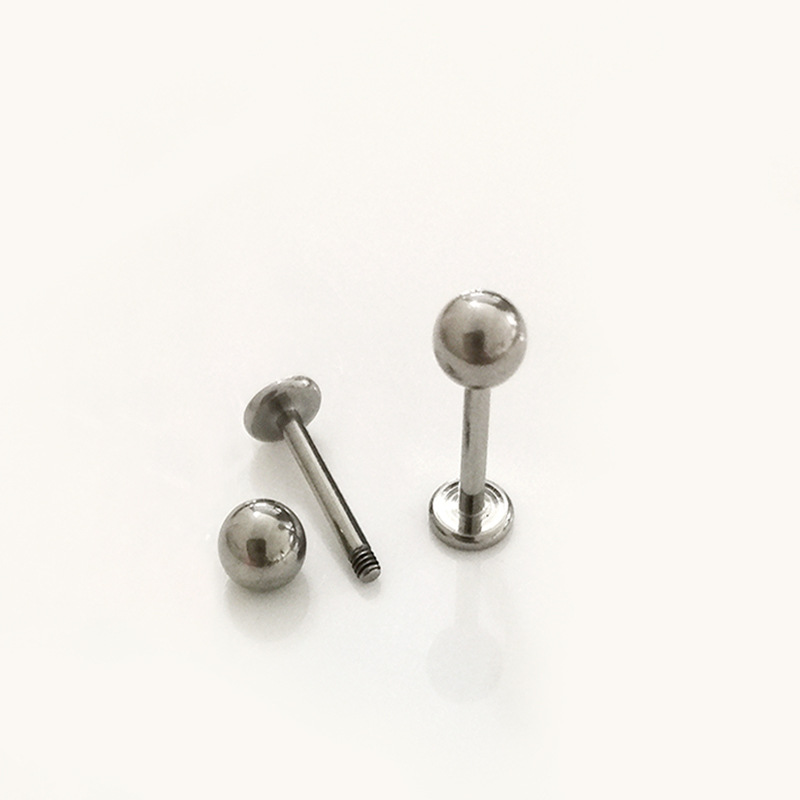 G23 Titanium Flat Bottom Labret Stud Ear Cartilage Piercing Jewelry 0.8x12mm External Thread - Image 2