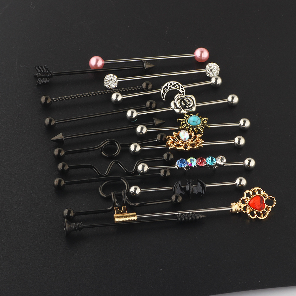 Amazon Set Industrial Barbell Crossbar 18Pc European American Popular Earrings Double Earrings Earrings eBay - Image 5