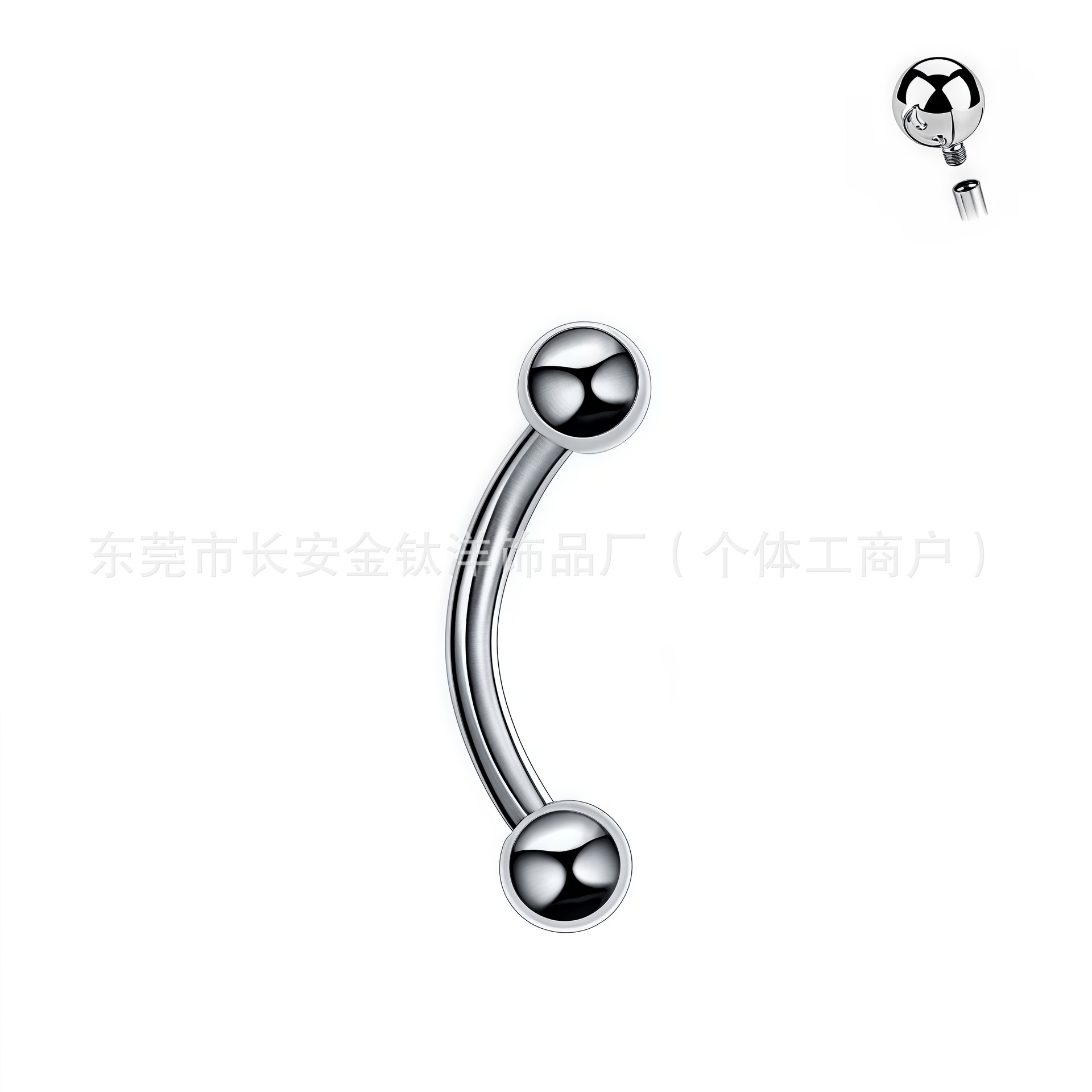 G23 Titanium Inner Thread Double Head Ball Eyebrow Nail Tongue Nail Lip Nail Breast Nail Bent Bar Body Piercing Jewelry - Image 2