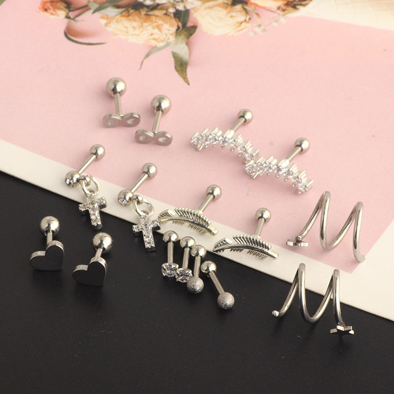 16G Tragus Earring Cartilage Stud Simple Ear Piercing Jewelry Drop Shape Stainless Steel - Image 5