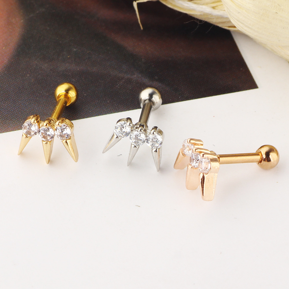 Zircon Stainless Steel Lip Ring Rose Gold 8mm Screw Earrings Piercing Jewelry for Women Body Piercing - Image 5