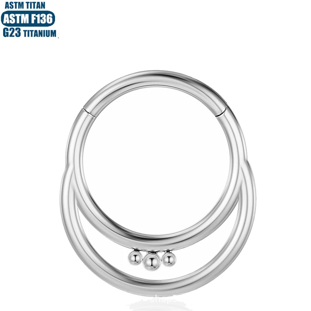 F136 Titanium Alloy Nose Ring Moon Welded Bead Closed Ring Body Piercing Septum Jewelry Ear Cartilage Earrings Gold Plated - Image 2