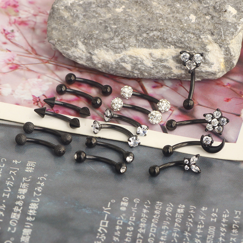 16pc Piercing Set Stainless Steel Zircon Studs Flat Back Ear Cartilage Nose Eyebrow Lip Jewelry Rose Gold - Image 3