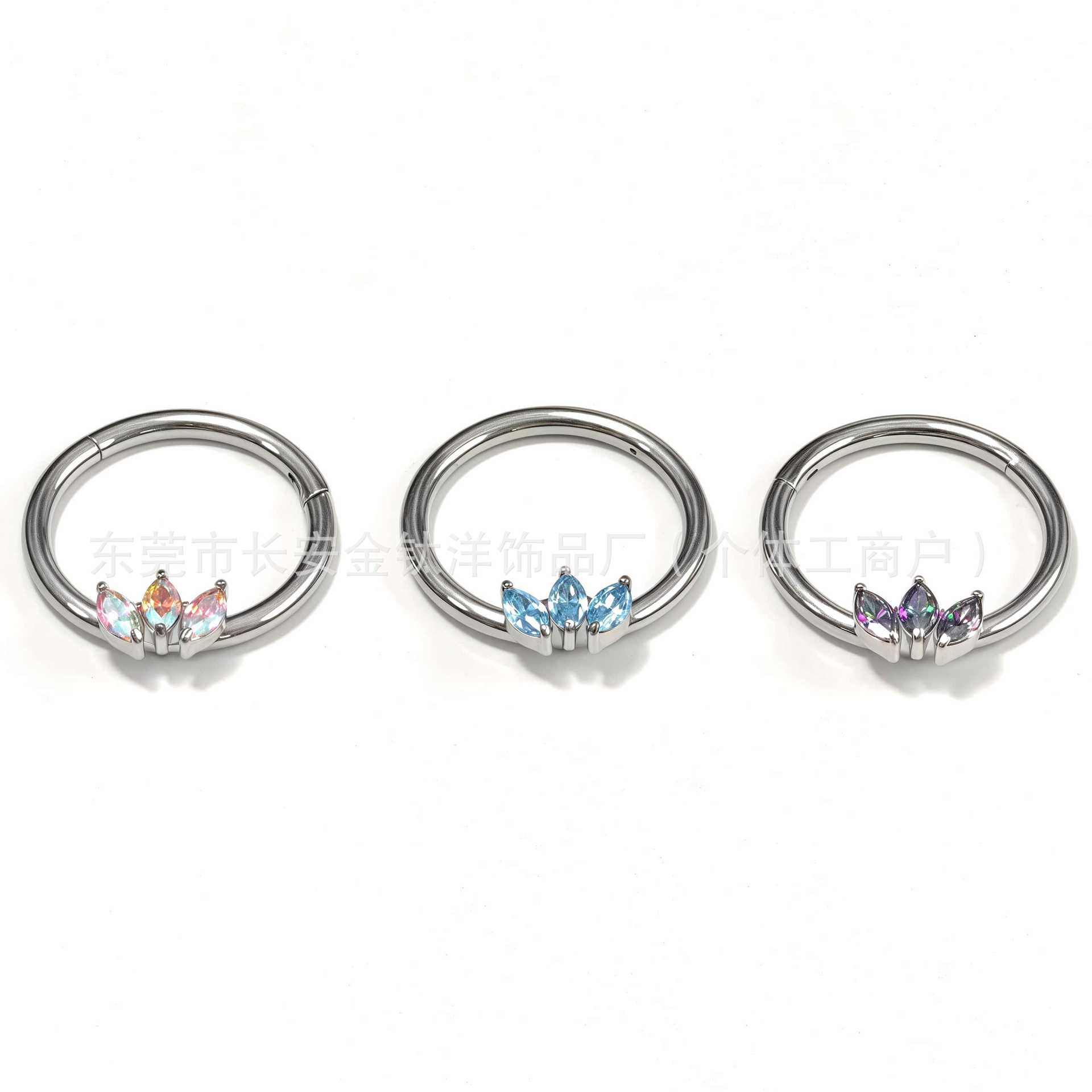 F136 Titanium Three-Leaf Horse Eye Seamless Open Ring Nose Septum Ring Earrings - G23 Titanium Alloy Piercing Jewelry - Image 2