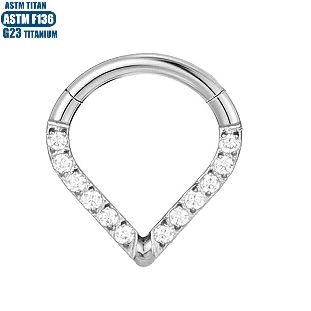G23 Titanium Alloy Closed Hoop Nose Ring for Women, Zircon Water Drop Earrings, Nose Septum Ring, Ear Bone Ring Hot Selling - Image 2