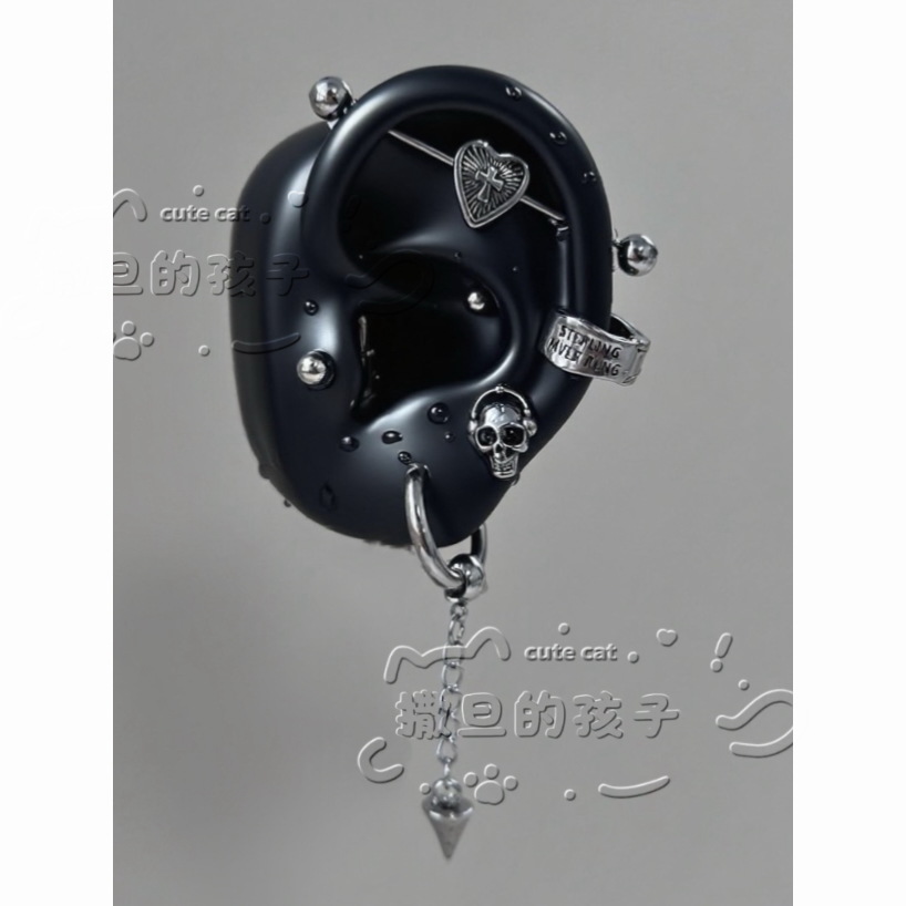 Satan's Child Denim Artist Stud Earrings - 316L Surgical Steel Ear Bone Tragus Helix Cartilage Stud for Punk Style - Image 4