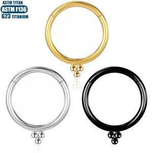 G23 Titanium Alloy Nose Ring Bead Round Seamless Open Ring Conch Earring Seamless Ring - Black 1.2x12mm