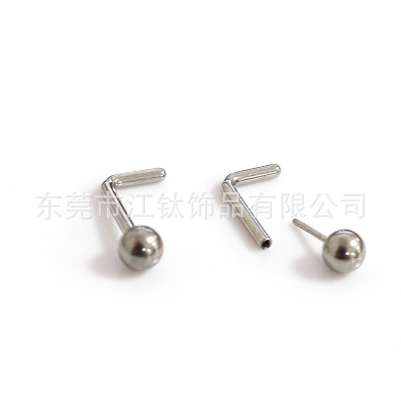 G23 Titanium Nose Stud L-Shaped Nose Ring with Ball - ASTM F136 Body Piercing Jewelry for Women Men - Image 3