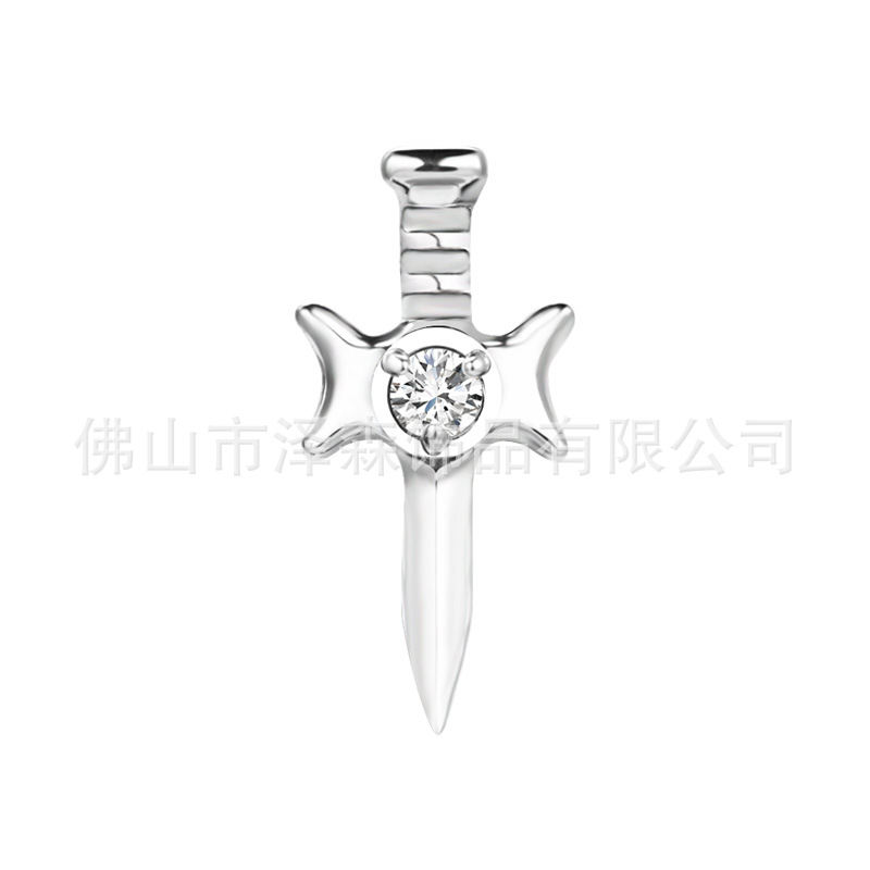 Zesen F136 Titanium Alloy Sword-Shaped Ear Studs with Diamond, Lip Studs, Ear Bone Studs, G23 Titanium Piercing Jewelry - Image 4