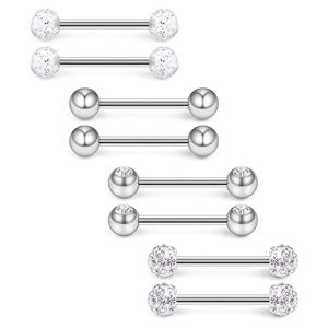 Stainless Steel Star Tongue Ring Set - Rose Gold Body Piercing Jewelry for Tongue, Nipple, and Breast