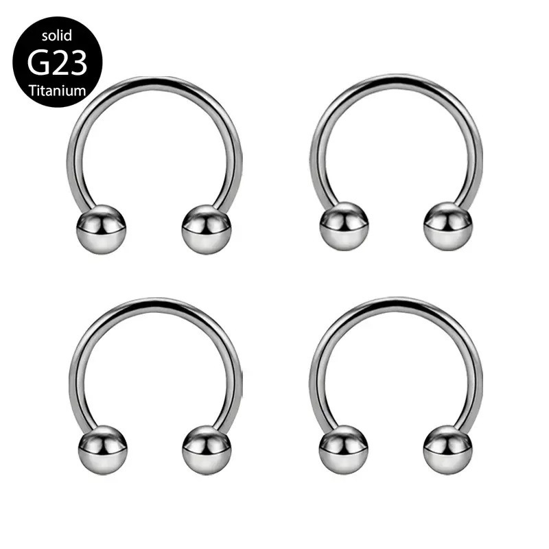 G23 Titanium F136 External Thread Horseshoe Nose Ring Septum Piercing Jewelry - Image 5