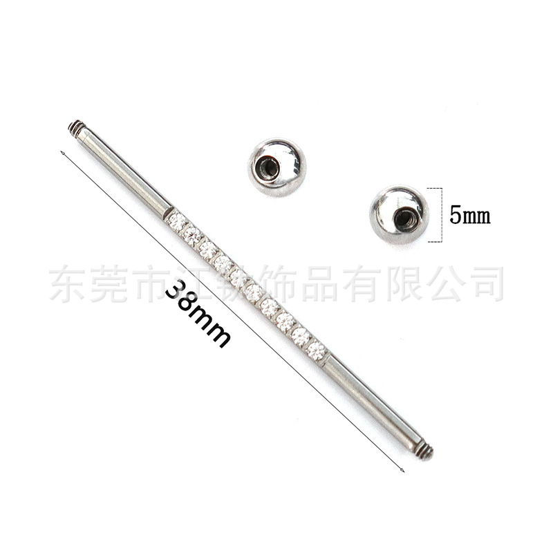 F136 Titanium Ear Bridge Long Outer Tooth Ear Bone Nail Inlaid Row Drill Double Head Ball G23 Titanium Alloy Body Piercing Jewelry - Image 4